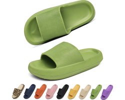 Slippers Heren Dames - EVA Badslippers Unisex - Verdikte - Lichtgewicht - Super Zacht aan je Voeten - Anti-Slip en Stevig Voetbed -lawaai - groente - Maat 38/39