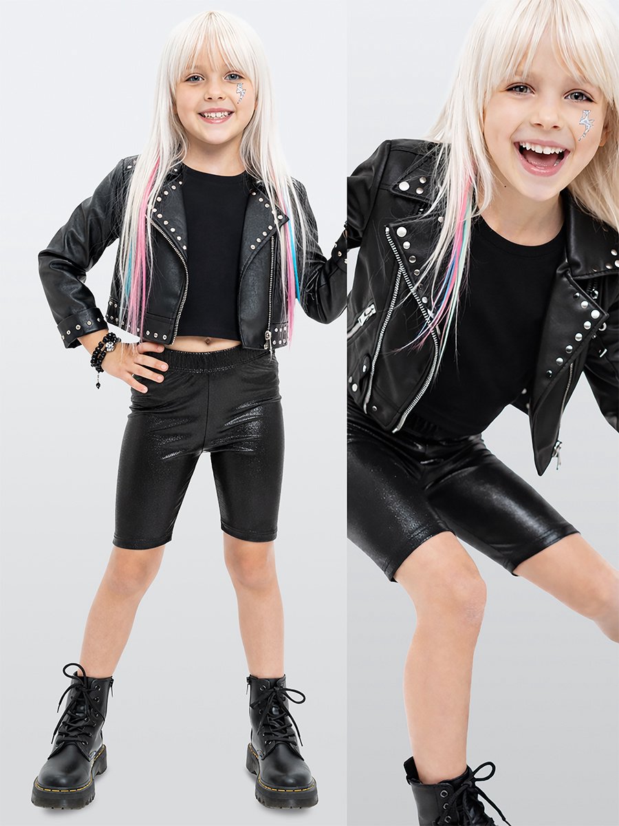 Denokids CFF-26Y1-157 Zwarte Meisjes Legging Met Folie-Effect Boven de Knie 140