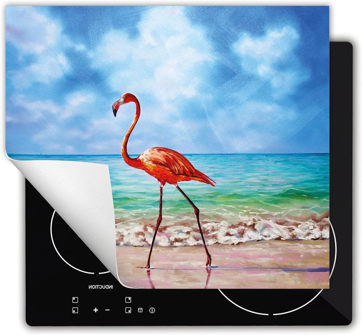 Inductie Beschermer - Kookplaat Mat - Extra Werkruimte - Antislip Vinyl - 60x52 cm - Flamingo