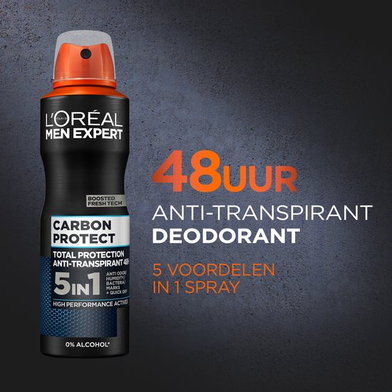 L’Oréal Paris Men Expert Carbon Protect 5in1 Deodorant Spray - Voordeelverpakking 6 x 150 ml
