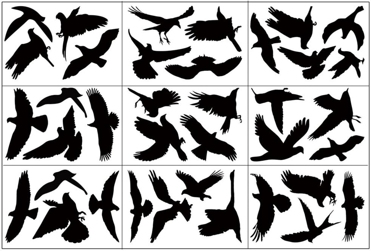 Allecto - Stuks Zwarte Vogelbescherming Raamstickers - Zelfklevende Botsingsstickers voor Glasplaten
