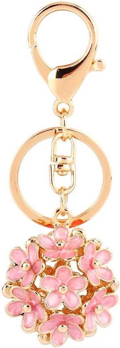 Schattige Sleutelhanger met Bloemen Design, Kristallen Charms en Hangertjes voor Tassen en Portemonnees voor Meisjes