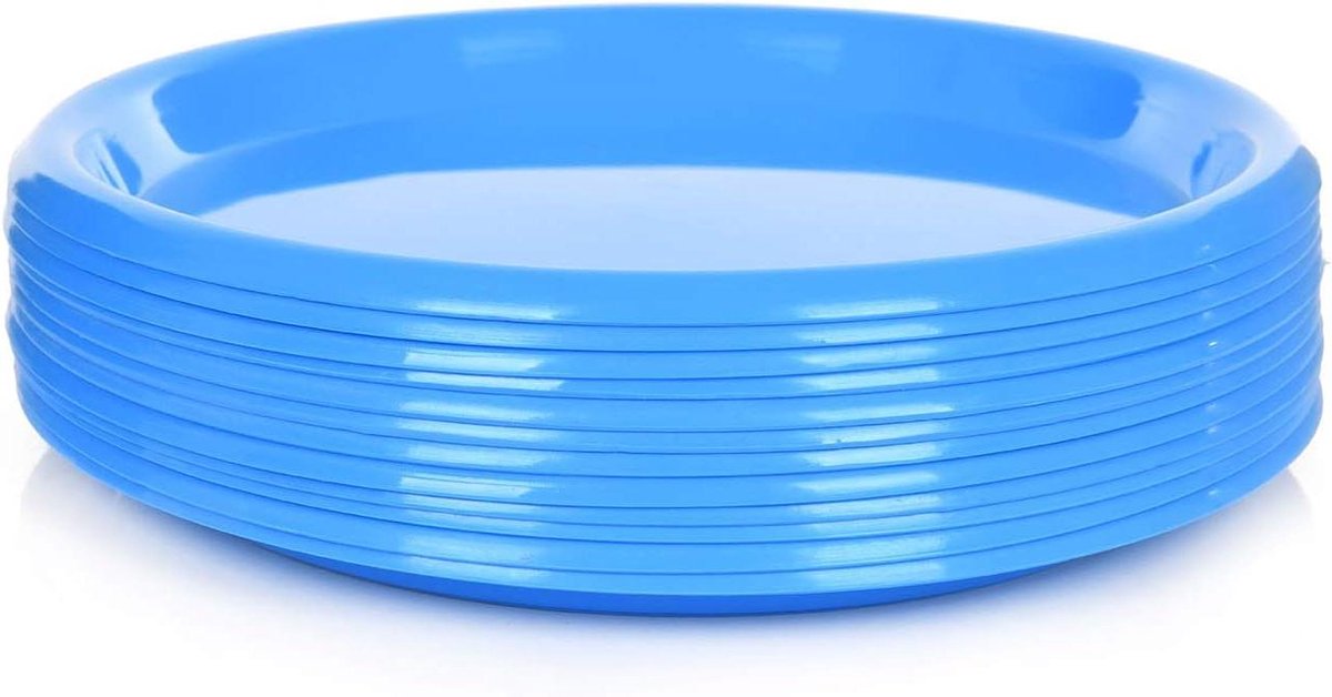 Herbruikbare Borden - Plastic Schotels - Feestjes en Picknicks - BPA-vrij Materiaal - 8.5 inch 12 stuks - Blauw