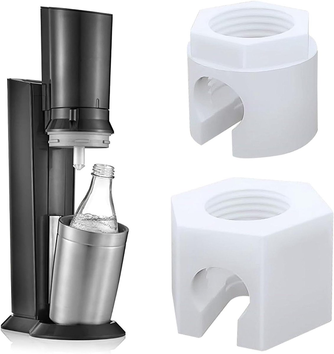 Reservemoeren SodaStream - Sodaonderdelen - Bruiswater Maken - Roestvrij Staal - 2 stuks - Wit
