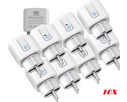 10-Pack Navid Slimme Stekker 16A – WiFi Smart Plugs met Energiemeter – Compatibel met Google Home & Alexa – iOS & Android