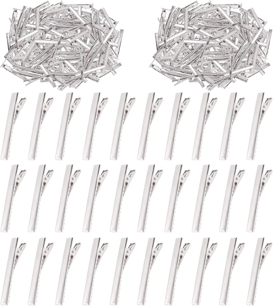200 Pcs 2.2 inch - 5.6 cm Crocodile Clip Kit - Perfect voor Metal Duck Beak Barrettes - Flat Top Hairpins met Single Pen voor Haar Styling DIY Accessoires (5.2 inch)