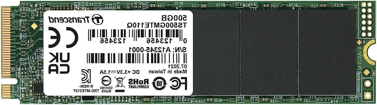 Interne SSD - Opslag M.2 - Snelle Data Overdracht - QLC 3D NAND Flash - 500 GB - Zilver