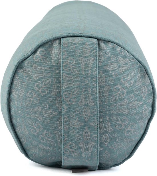 Yoga Bolster Rond - Yogakussen Steunrol - Ondersteuning Yoga - Afneembare Katoenen Hoes - Ø 23 cm - Raja/Mineral Blue — afbeelding 5