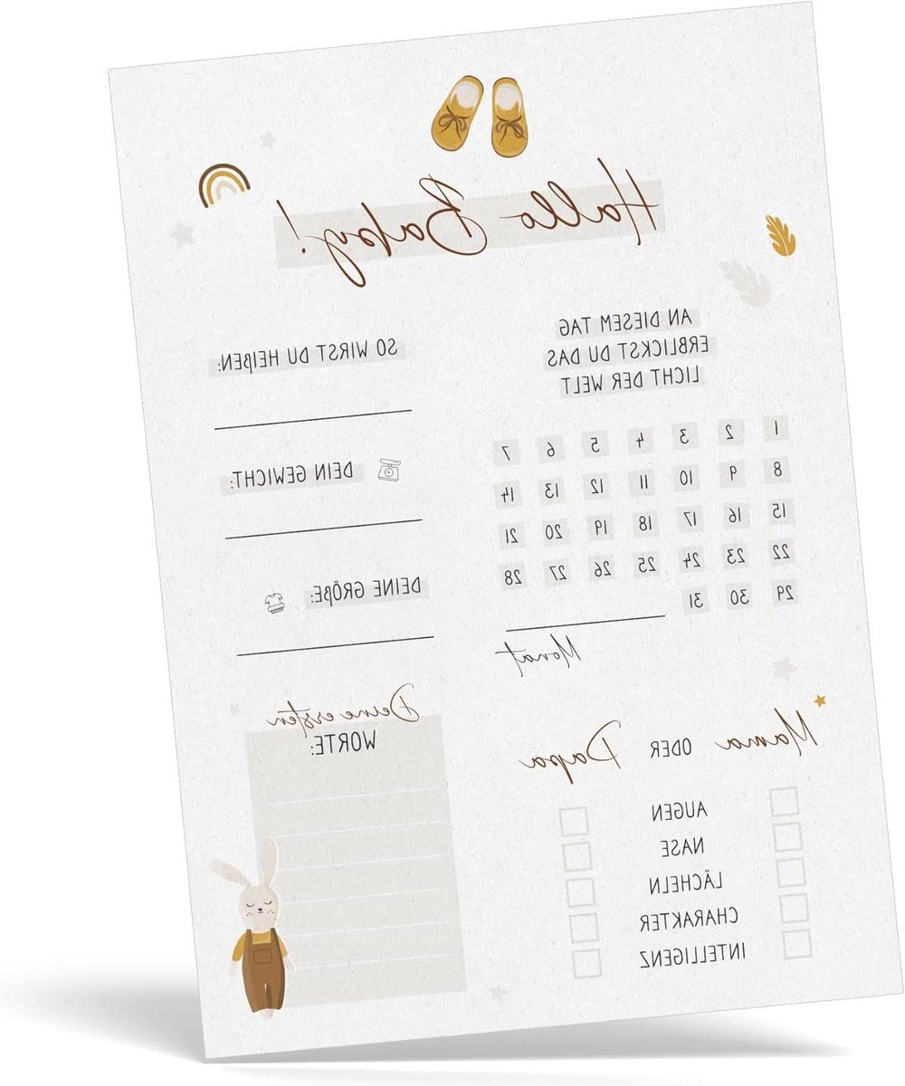 Babyshower Ratespel - Baby Tipkaarten - Feestentertainment - Made in Germany - DIN A6 - Boho