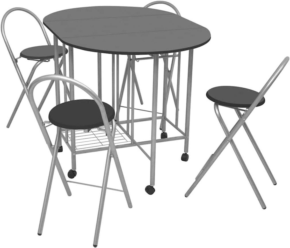 Eetkamerset Opvouwbaar - Keukentafel Set Eettafel Stoelen - Ruimte Besparen - Met Wielen en Remmen