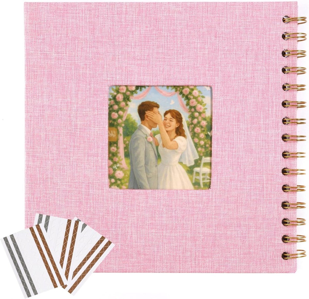 Linnen Plakboek - Scrapbook Album - Herinneringen Bewaren - Zuurvrije Pagine - 25 x 25 cm - Roze