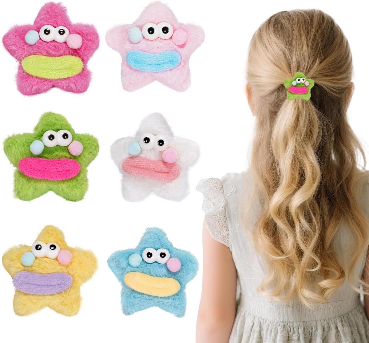 Ster Haarspelden - Haarclips Accessoires - Haar Styling - Pluche Oppervlak - 65 cm - 6 Kleuren