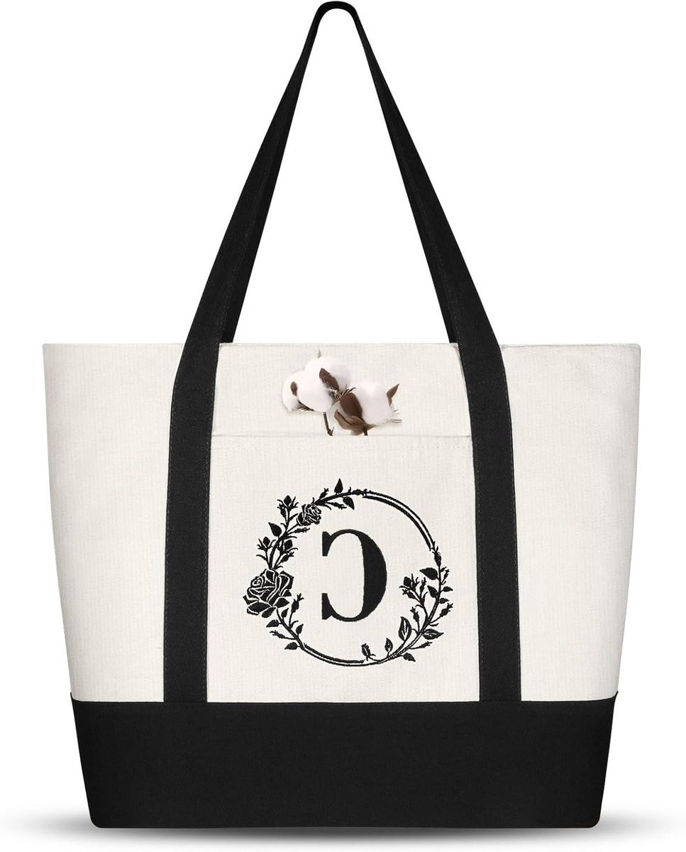 Gepersonaliseerde Canvas Tote Bag met Borduursels, Perfect als Cadeau voor Moeders, Leraren en Vrienden, Geschikt voor Bruiloften, Verjaardagen en Stranduitjes