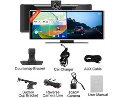 Novari - Draadloze Carplay 4K - Carplay - Carplay scherm - Carplay draadloos - Dubbele camera - 4K opname - 28,6cm HD touchscreen