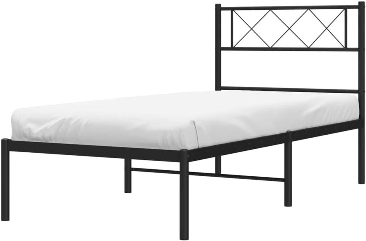 Metalen Bedframe - Ledikant Bed - Slaapkamer Inrichten - Robuuste Constructie - 90x190 cm - Zwart