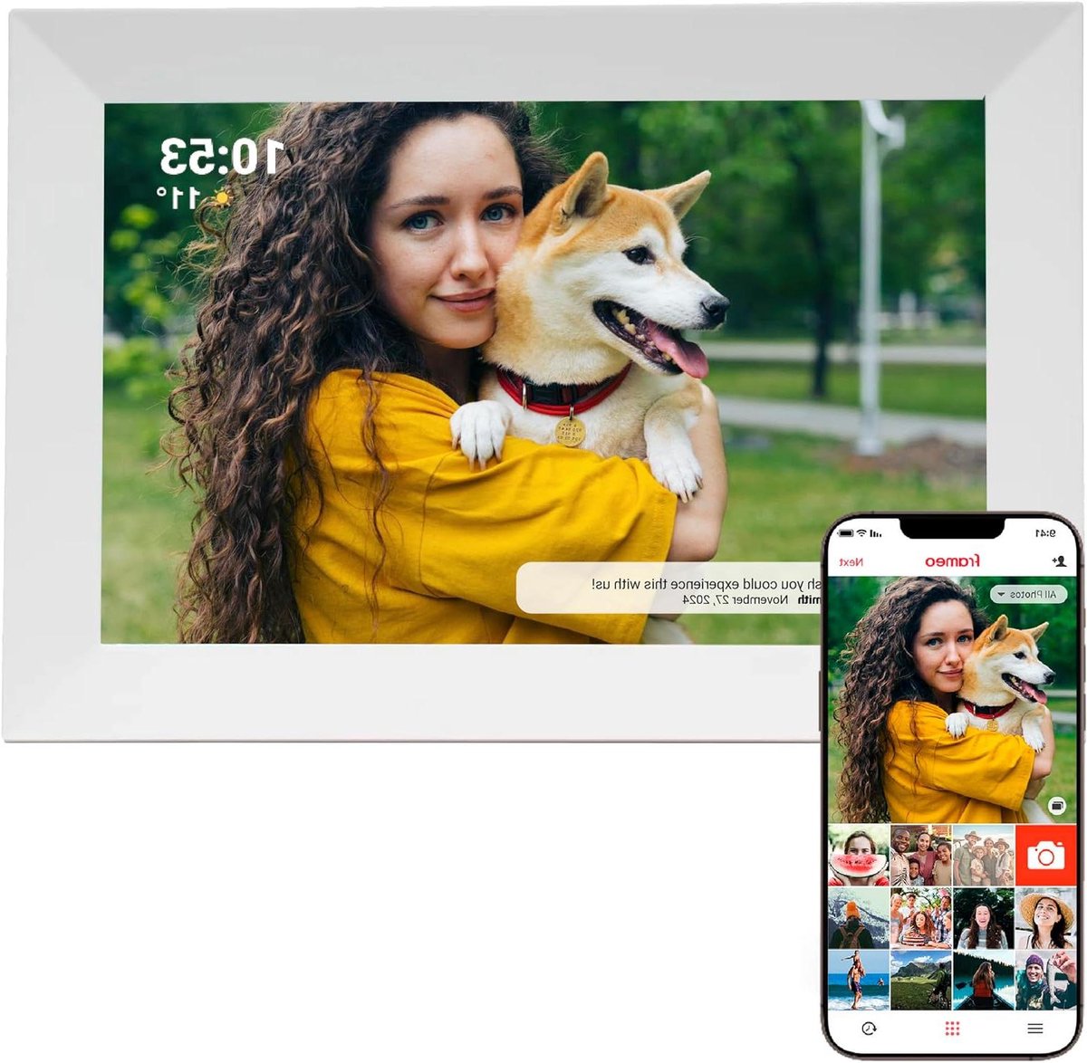 Digitale Fotolijst - Wifi Frame - Foto's Delen - IPS Touchscreen - 10.1 Inch - Wit