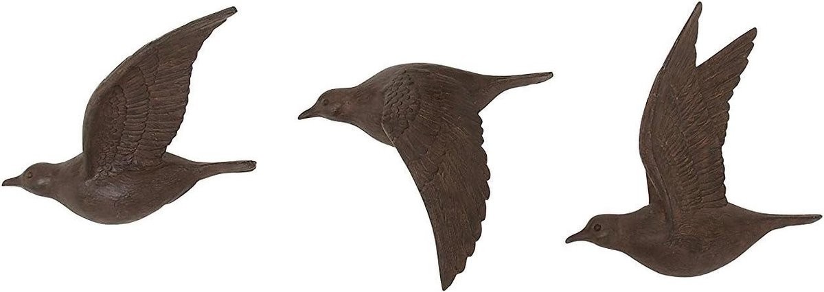 Vogel Muurdecoratie - Wandsculptuur Set - Woonkamer Aankleden - Set van Drie - 10-11 Inch - Meerkleurig
