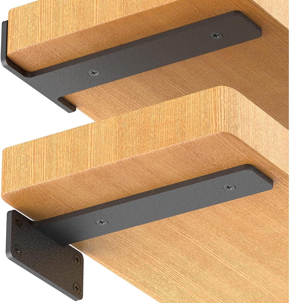 Plankhouder - Hoeksteun Wandsteun - Planken Ophangen - Onzichtbaar Ontwerp - 15 cm - Zwart