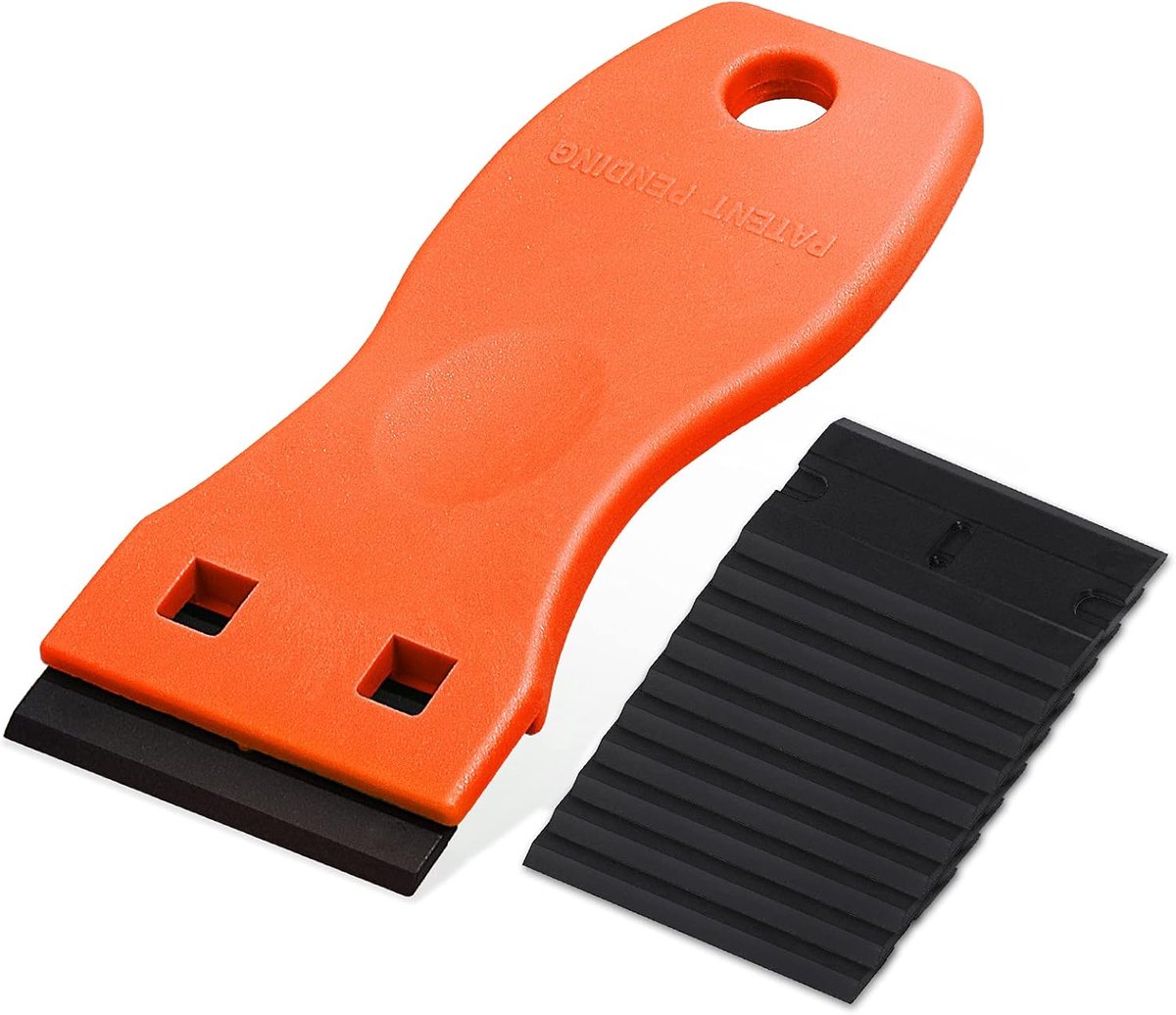 Mini Plastic Scraper met 10 Plastic Blades - Plastic Scraper - Plastic Spatula voor Adhesieve Resten - Lijmverwijderaar - Oranje