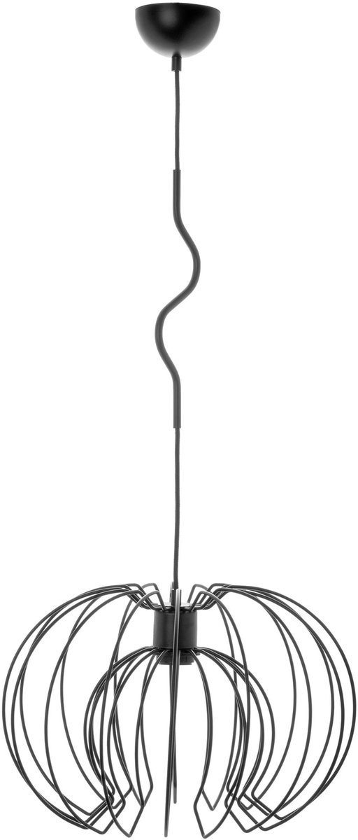 Adviti “BOLA” Industriële hanglamp Ø 36cm – E27 Fitting – Verstelbaar 90 cm – Zwarte Metalen Plafondlamp – 1x60W Design Lamp