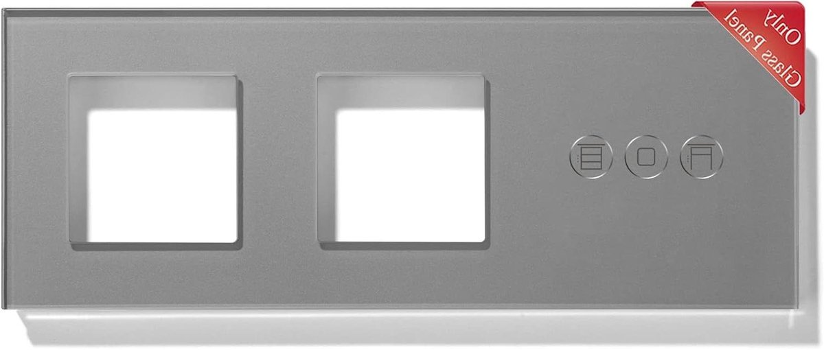 Glaspaneel Schakelaar - Frame Kristalplaat - Interieur Afwerking - Krasbestendig Glas - 228 mm x 86 mm - Grijs
