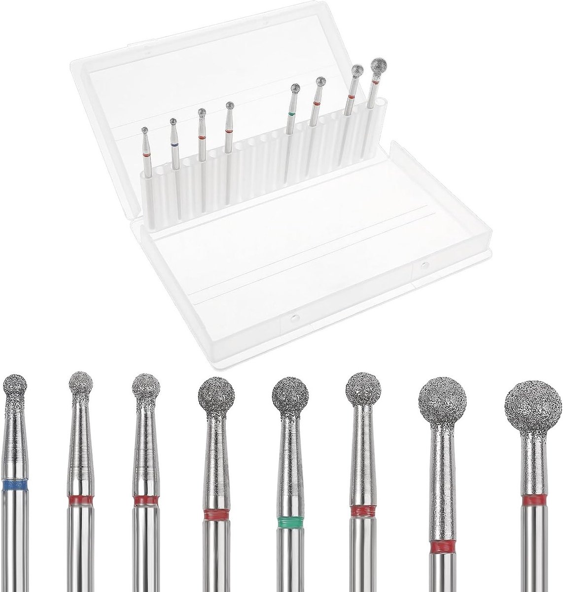 Set van 8 Professionele Nagelvijl Bits voor Manicure en Pedicure - Carbide en Diamant, Geschikt voor Gel en Acryl Nagels