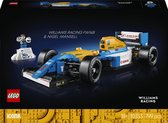 Lego Williams FW14B & Nigel Mansell raceauto met gele, witte en blauwe accenten.