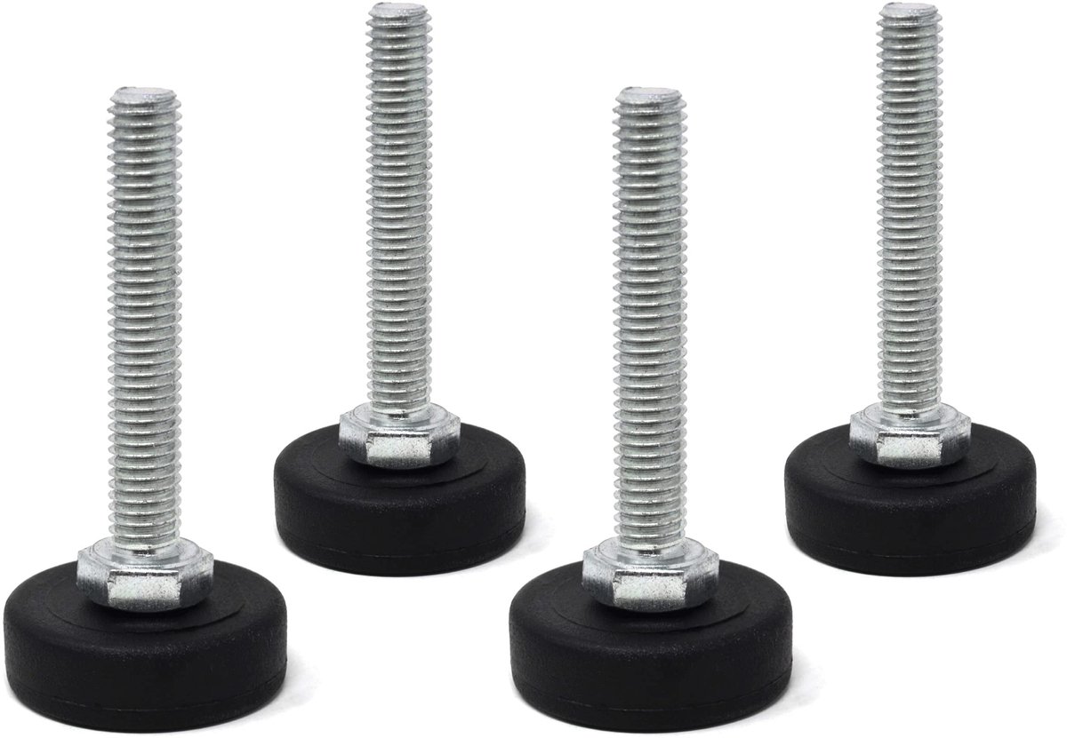 Golden crown - Verstelschroef - 4x verstelbare schroef - Maximale belasting 400 kg - Zwart - M8 x 40 mm - Perfect voor meubels - Geschikt voor volwass