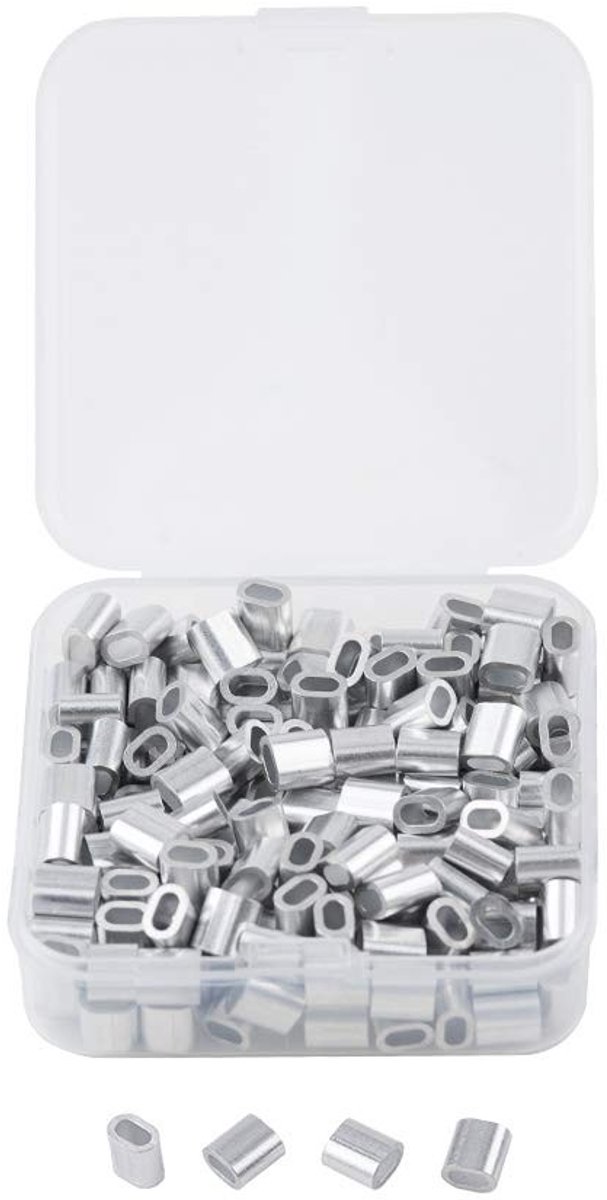 Golden crown - Aluminium Mouwen Clip - Kabel Crimp M2 - Duurzaam en Corrosiebestendig - 200 Stuks - Eenvoudig in Gebruik - Geschikt voor 2 mm Draadtou