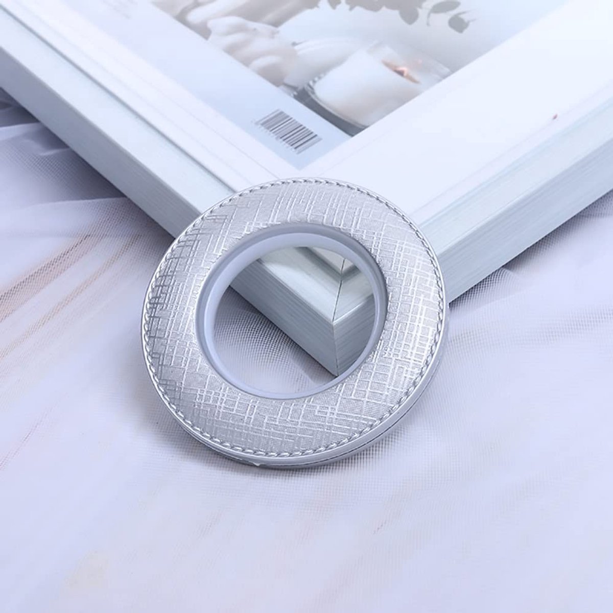 Vt products - Gordijnringen - Ruisarme gordijnringen - Zilver - Geruite textuur - 25 stuks - Geschikt voor gordijnen - 40 mm