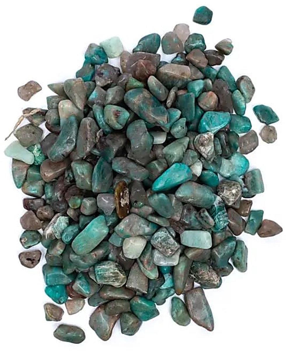 Amazoniet trommelstenen A/b kwaliteit --set van 2 stuks - ±800g; ±0,5-2,5 cm - ±800g; ±0.5-2.5cm