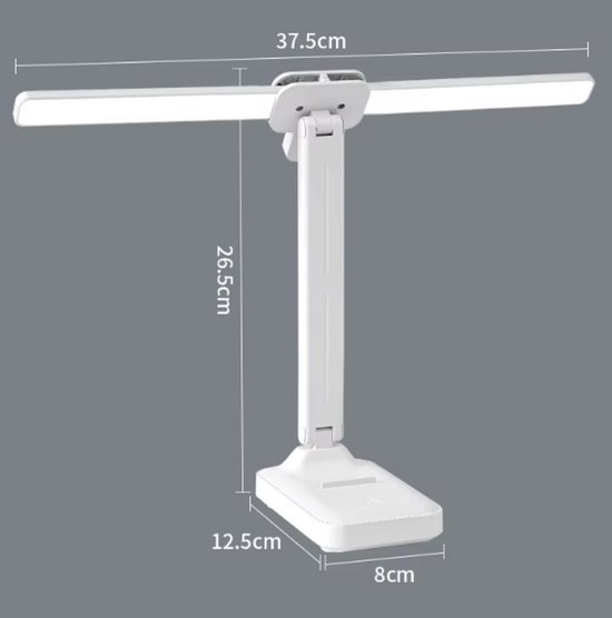 LED Bureaulamp - Oplaadbaar met USB - Touch Control Dimmer - Dubbele Lichtarm - Oogbescherming - Moderne Tafellamp voor Lezen en Studeren - Kleurtemperatuur Instelbaar — afbeelding 5