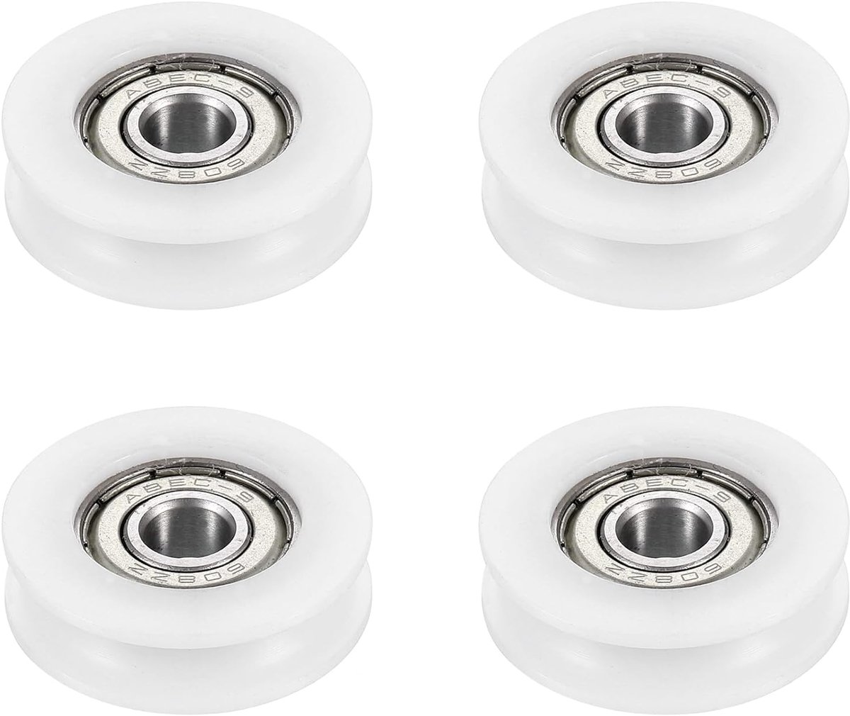 Nylon Belt Pulley - 10.5 x 34 x 8 mm - Pack of 4 - Ball Bearings - Guide Roller voor Meubels en Schuifdeur Accessoires - Wit