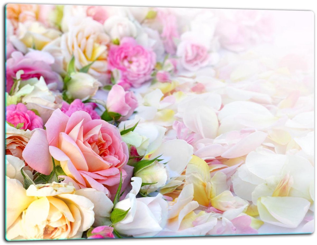 TMK ArtDeko - Snijplank - Glas - 52x40cm - Kleurvolle Bloemenprint
