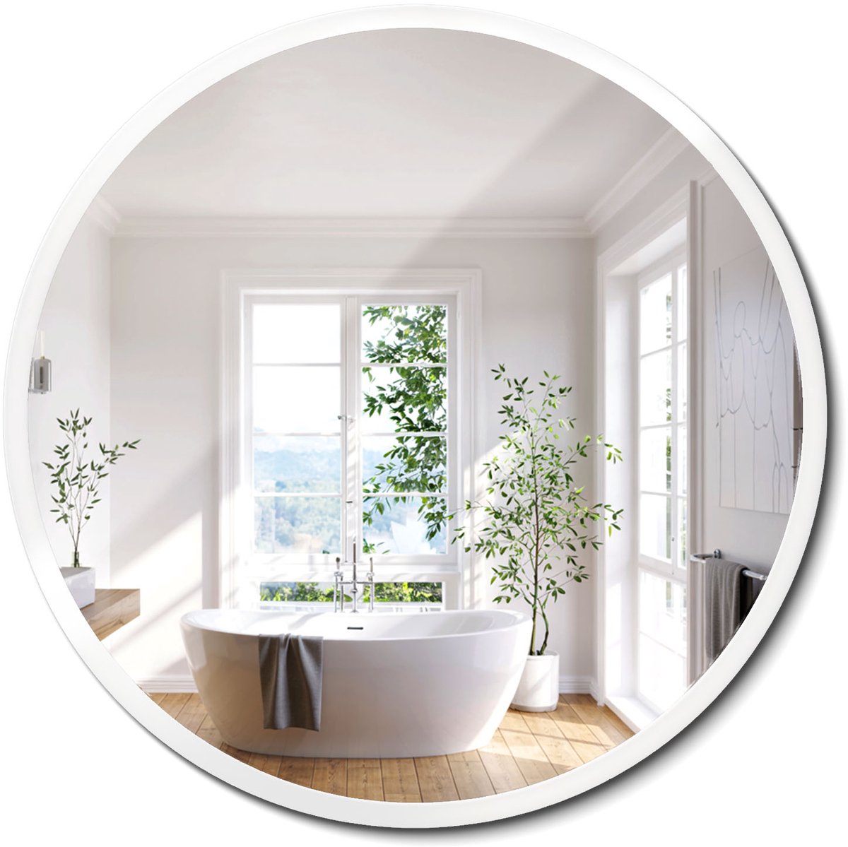 ArtPrintCave Wandspiegel - Ronde Zwartte Spiegel - 80x80 cm - Inloopkastspiegel – Badkamerspiegel - Toiletspiegel - Ronde Spiegel Met Zwartte Rand - Scandinavische Wandspiegel - Ronde Spiegel Zwartte Rand