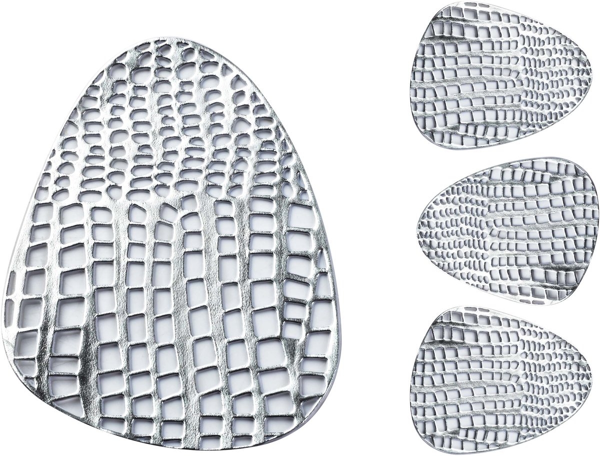 Mondex LEILA Serie - Onderzetters - Zilver - 10x13cm - Set van 4