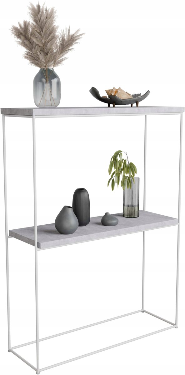 FutuStal Filo - Dubbele Console - 60x20 cm - Wit Mat - Licht Beton