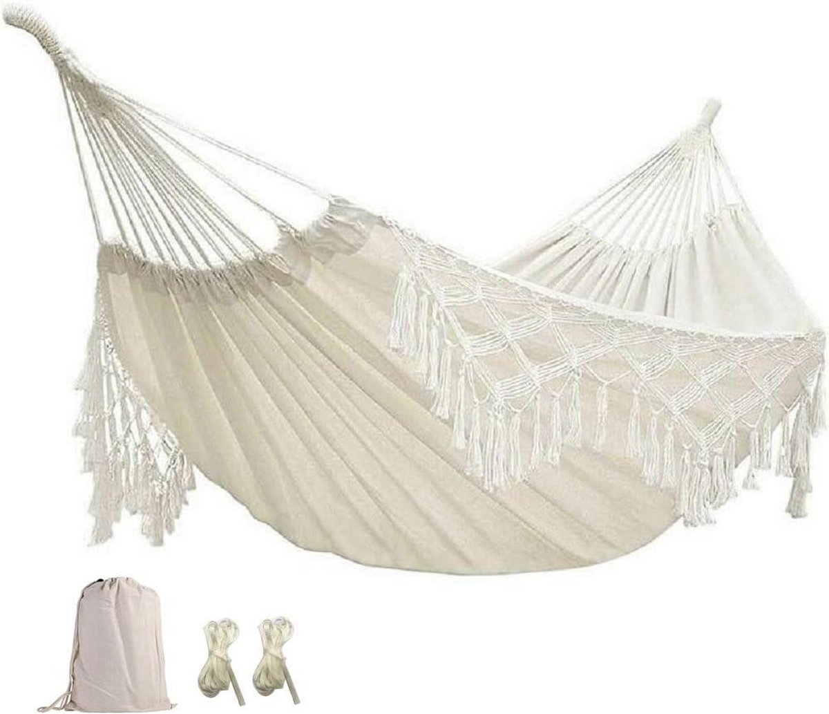 Luxe Hangmat - Dubbele Hangmat - Ontspannen Buiten - Zacht Katoen Touw - 2 x 1.52 meter - Beige