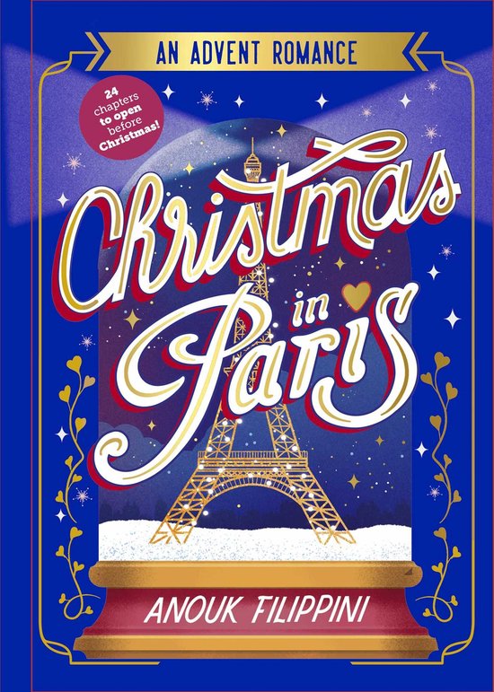 Boek "Christmas in Paris" met Eiffel Toren en "24 hoofdstukken om voor Kerstmis te openen".