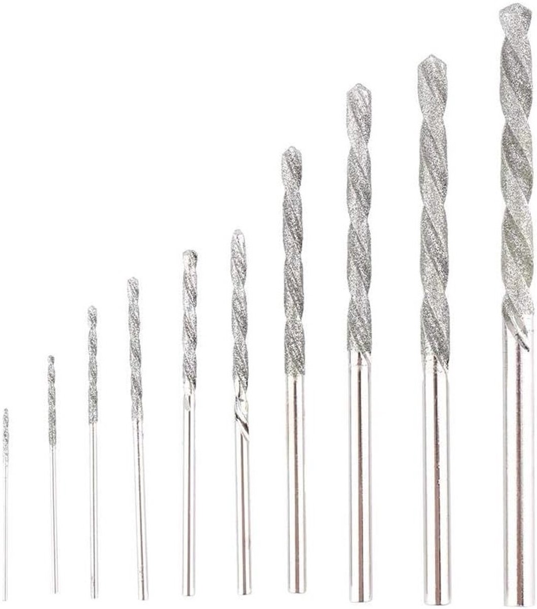 10 Delige Boor Set - Diamant Boor voor Glas, Hout, Kunststof en Tegels van 0.8-4mm, Precisie Gereedschap voor Klussen en Doe-Het-Zelf Projecten