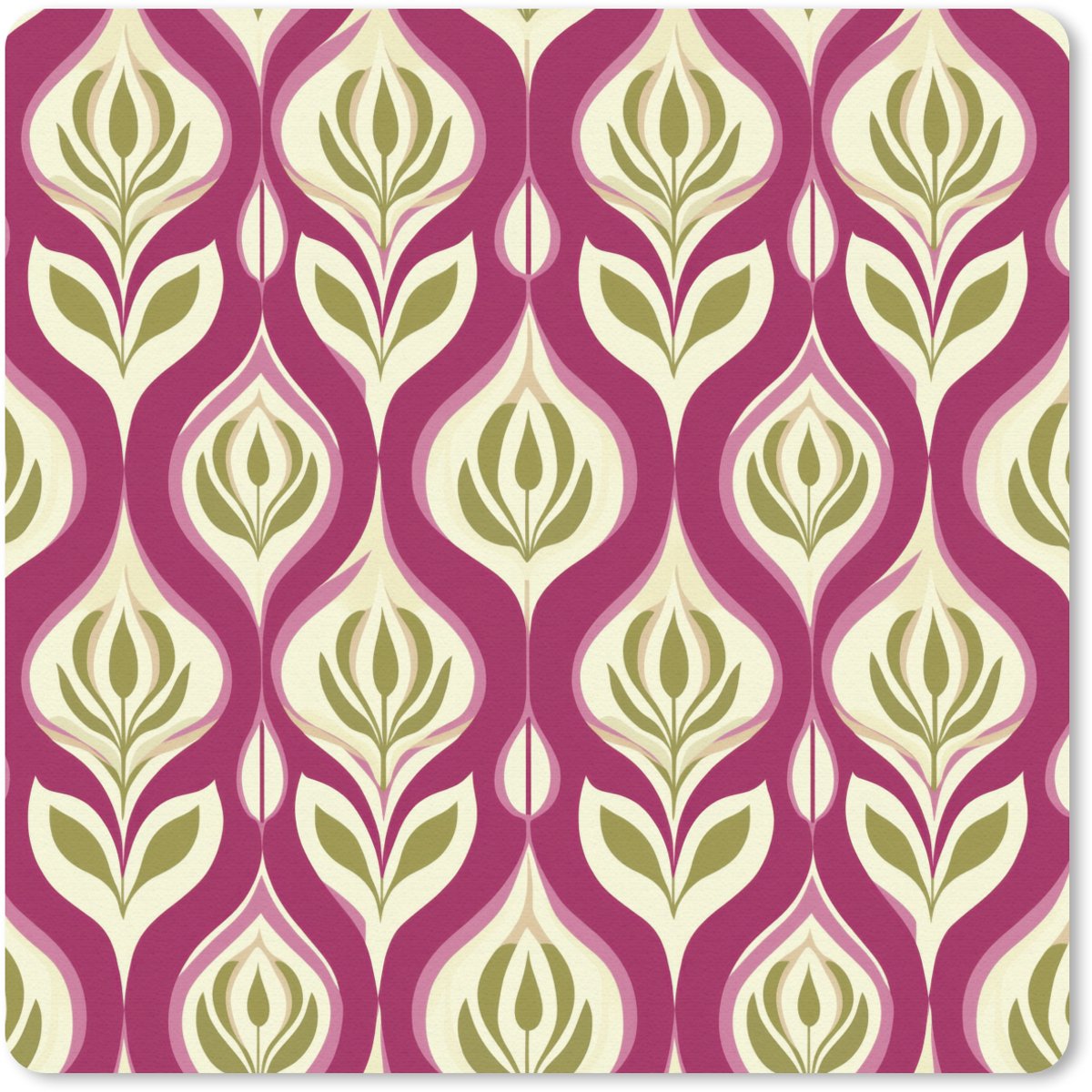 Muismat 30x30 cm - Mousepad Retro - Floraal - Paars - Muismatten