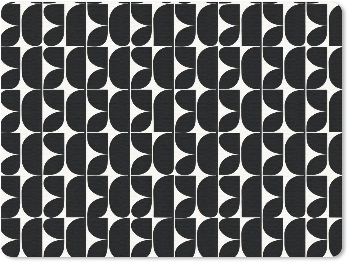 Muismat 12x10 cm - Mousepad Modern - Geometrisch - Zwart - Muismatten