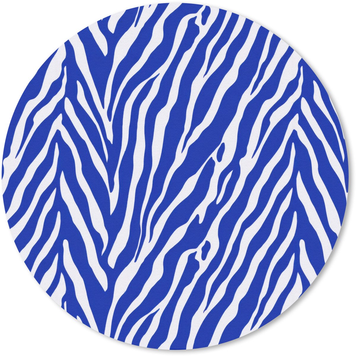 Muismat rond 20x20 cm - Mousepad Zebra - Patroon - Kobalt - Blauw - Ronde muismatten