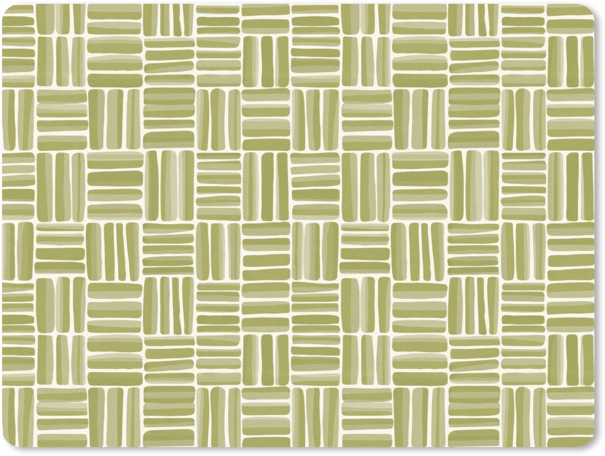 Muismat 12x10 cm - Mousepad Vlecht - Patroon - Groen - Muismatten