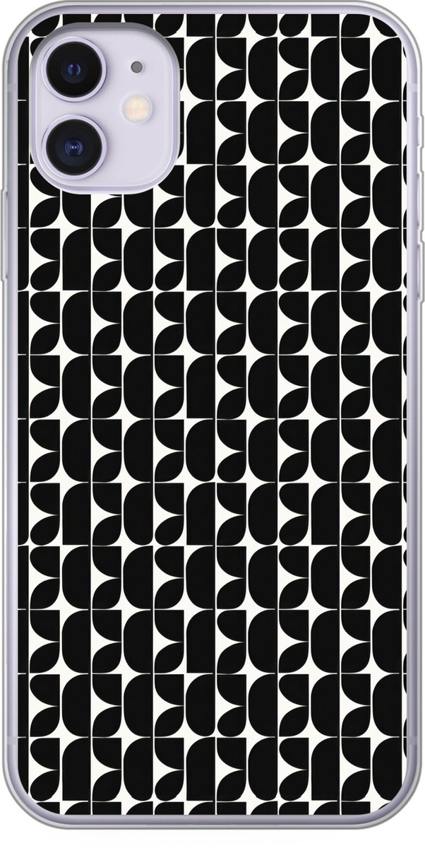 Telefoonhoesje Geschikt voor iPhone 11 hoesje - Modern - Geometrisch - Zwart - Siliconen Telefoonhoesje Telefoonhoesje