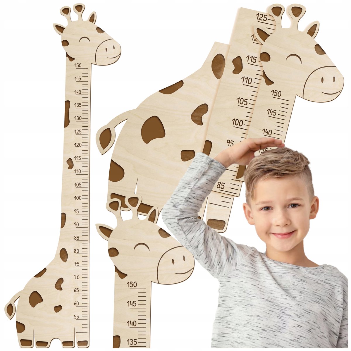 SMX Design - Houten Meetlat - Kindermuur - Giraffe - 150cm