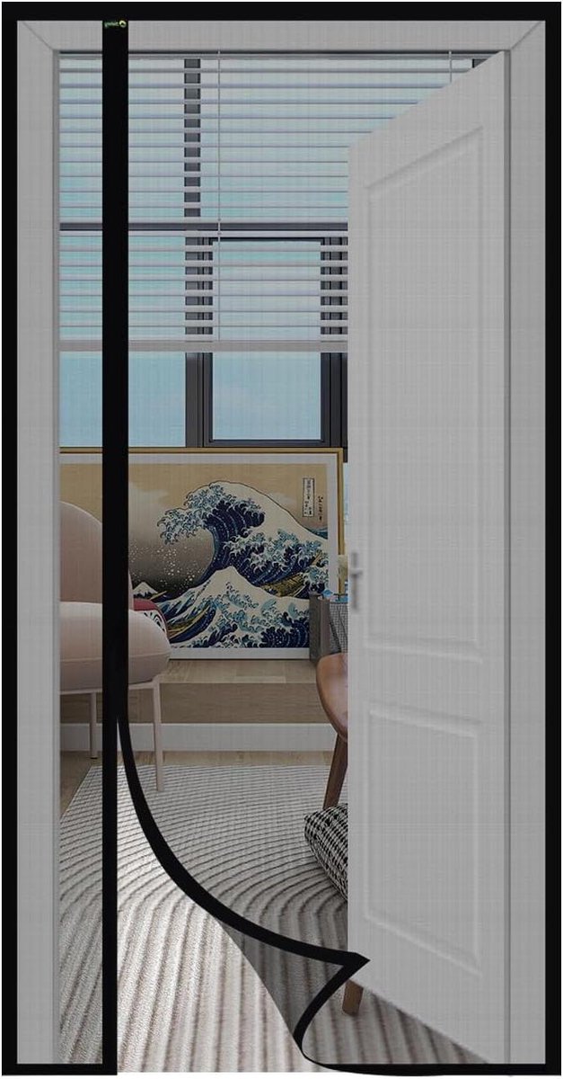 Vliegendeur Hor - Deur Hor - Insecten Buiten Houden - Zonder Boren - 80 x 200 cm - Zwart