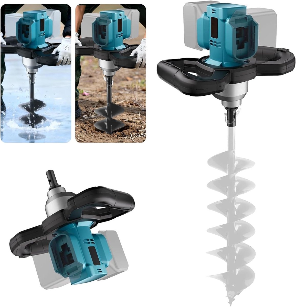 Draadloze grondboor met krachtige 1200 W borstelvrije motor, geschikt voor 20 mm boorwerkzaamheden, ideaal voor hekken, mortelmengen en ijsboren