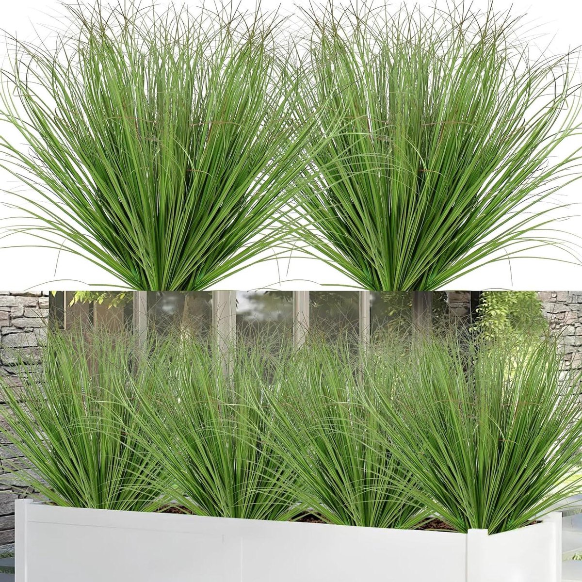 Set van 28 Kunstplanten voor Buiten - Weerbestendige Kunstgras Planten, UV-bestendige Decoratie voor Tuin en Balkon