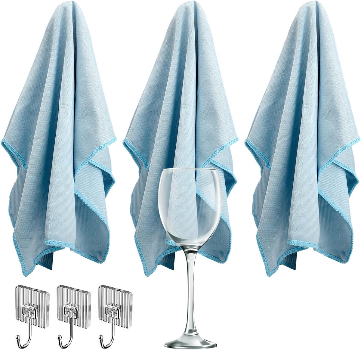 Set van 3 Microvezeldoeken voor het Polijsten van Glas, 40 x 70 cm, Lintvrij en Krassenvrij, Ideaal voor Wijnglazen en Glazen Decoratie